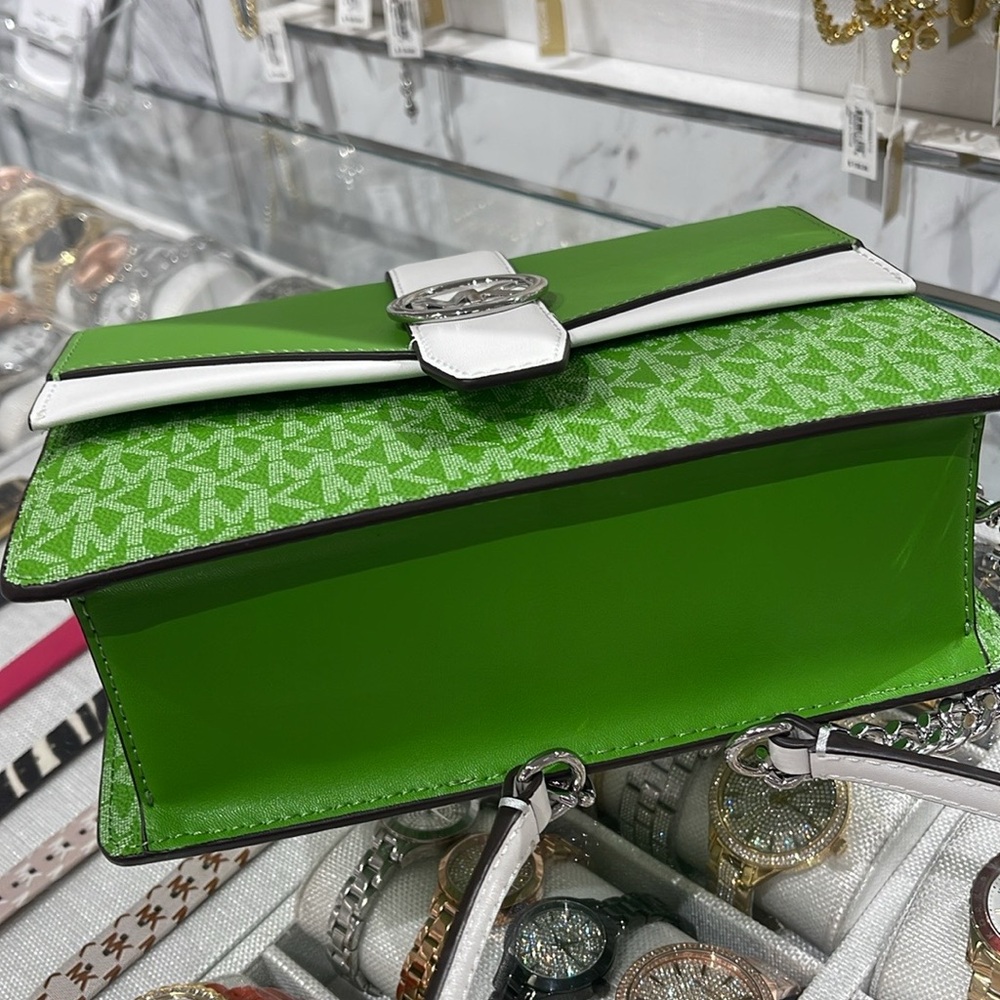 Michael Kors Greenwich Small Color-Block Signature Logo Flap Crossbody XBODY Bag - Picture 14 of 16